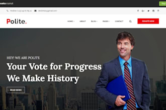 design professional political campaign election, politics website with donation