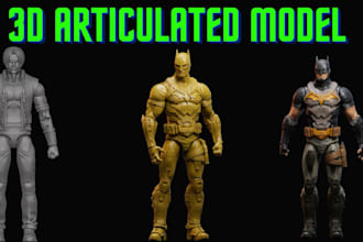 create 3d articulated model, toy design, action figure 3d figurines for 3d print