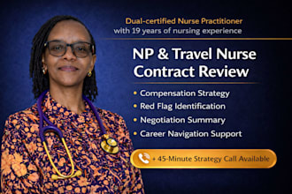 review nurse practitioner and travel nurse contracts and provide career guidance