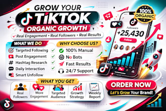 manage tiktok marketing and promotion for organic follower growth
