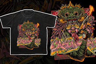 design custom streetwear, horror and cartoon t shirt design