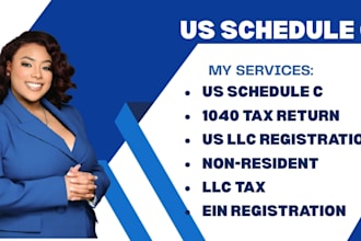do US llc registration, schedule c, caa, ein, 1040 tax returns, in 48hrs