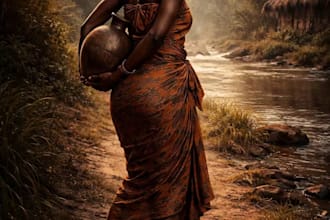 create cinematic african storytelling scene