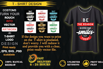 recreate your t shirt design into print ready vector files