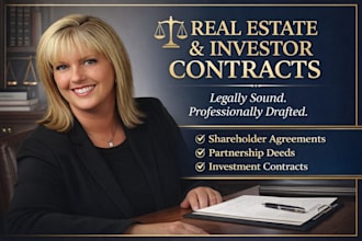 draft real estate contracts, investor, shareholder agreements, partnership deed