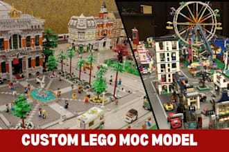 design custom lego moc model, 3d lego with manual instruction and xml part list