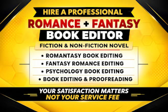 copy edit and line edit for romantasy fantasy romance