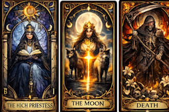 custom stained glass tarot card design oracle card  zodiac card dark art style