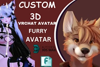 create custom vrchat furry avatar and nsfw avatar, anime vrc avatar vr character