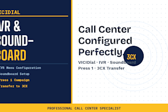 configure vicidial IVR,soundboard and vici press1 campaign and transfer to 3cx
