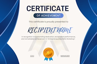 design professional award certificate with 24 hour delivery