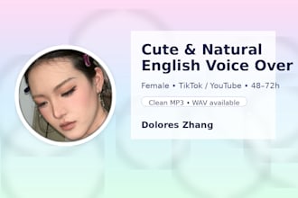 record a cute and natural female english voice over