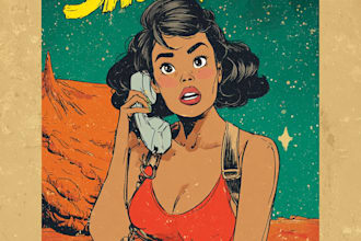 retro comic art, pulp poster, pop art retro vintage illustration comic cover art
