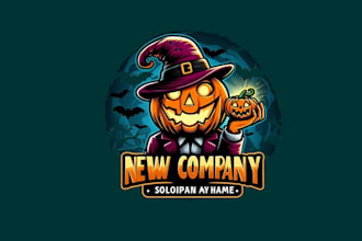 spooky ghost and pumpkin mascot logo with t shirt design