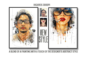 create photo into ai painting combined with abstract style