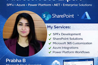 develop sharepoint site branding, spfx webparts, power apps, automate