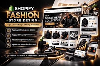 design shopify fashion apparel boutique streetwear or clothing brand store
