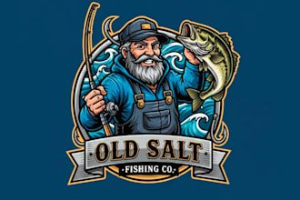 do creative and professional fisherman logo for your brand
