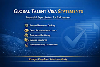 draft personal and expert statements for global talent visa endorsement