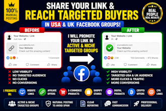 share your website link in facebook groups USA UK
