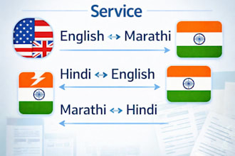 do professional english, hindi and marathi translation