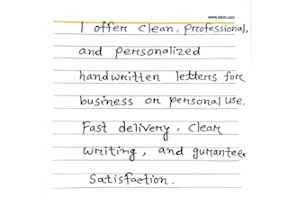 do work will be presented in a neat professional handwritten