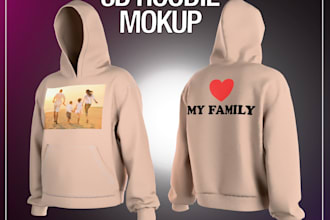 create high quality hoodie 3d mocup
