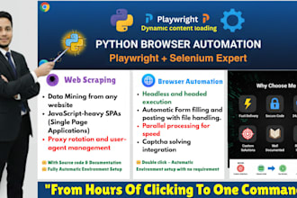 do advanced web automation bots using python, playwright, and selenium