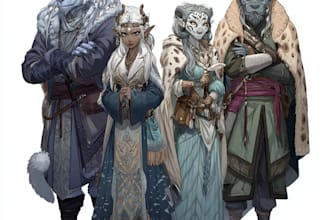 draw dnd character and dnd party illustration