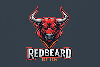 make modern bull head mascot logo with unique concepts