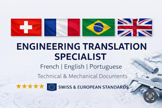 translate engineering and technical documents french english portuguese