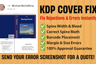 fix KDP book cover errors, bleed, and spine width for instant approval