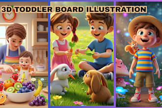 3d african american toddler board book illustration for KDP publish cover design