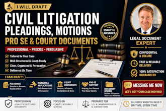 draft civil litigation pleadings, motions, pro se and court documents