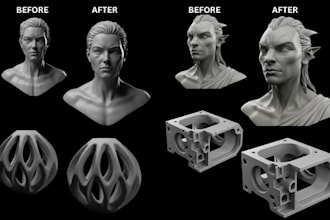 do stl file repair, mesh fix, 3d scan cleanup, obj 3mf step for 3d printing