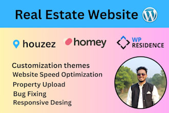 build houzez real estate website and property upload, wp residence, homey theme