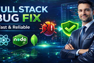 fix full stack bugs react node mongodb and API errors in 24 hours