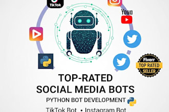 build tiktok bot, instagram bot, youtube bot, twitter x bot, social media bot