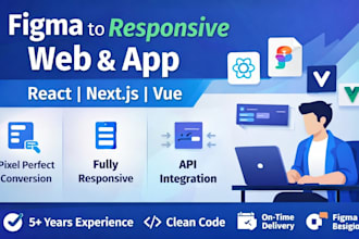 convert figma to responsive react, vue, or nextjs app