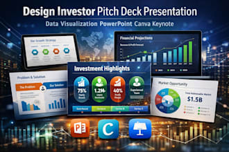 design investor pitch deck presentation data visualization powerpoint canva note