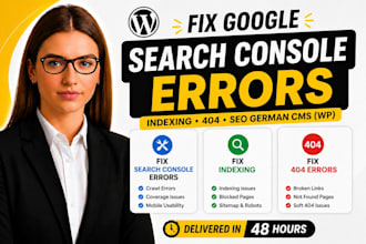 fix google search console errors indexing, 404, SEO german, speed optimizatioon