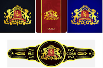 design modern cigar band, labels, box, and vape logo for your brand