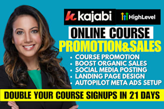 kajabi online course promotion kajabi, kartra, ghl course marketing sales funnel