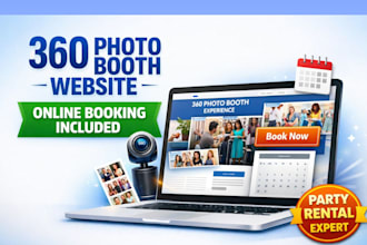 design a photo booth website, 360 photo booth website with online booking