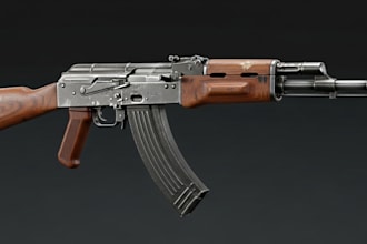 create realistic 3d ak47 gun weapon model for game, rendering ,and animation
