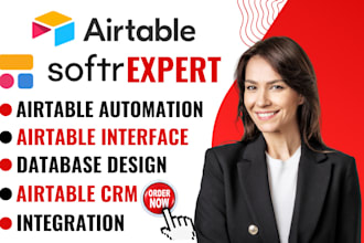 design airtable, airtable database, airtable CRM,softr web app and client portal