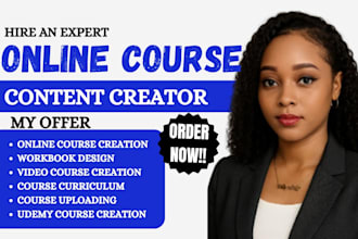 create elearning course, scriptwriting, scorm quizzes workbook and video course