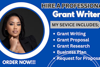 do grant research, apply for grant, write winning grant proposal, business plan