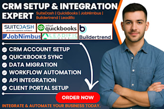 setup suitedash automation quickbook jobnimbus buildertrend leadific integration