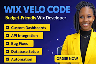 custom wix website features using wix velo code, api integration and database